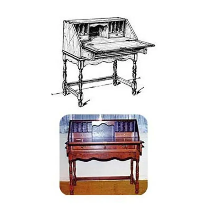 Woodworking Project Paper Plan to Build Drop Front Desk with Spindle Legs