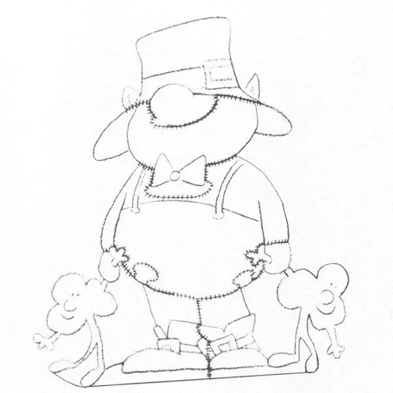 Woodworking Project Paper Plan to Build Leprechaun with Shamrocks