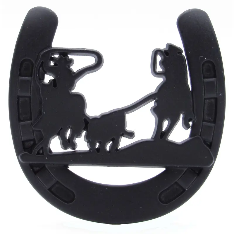 Cowboys Roping Calf Horseshoe Knob, Matte Black