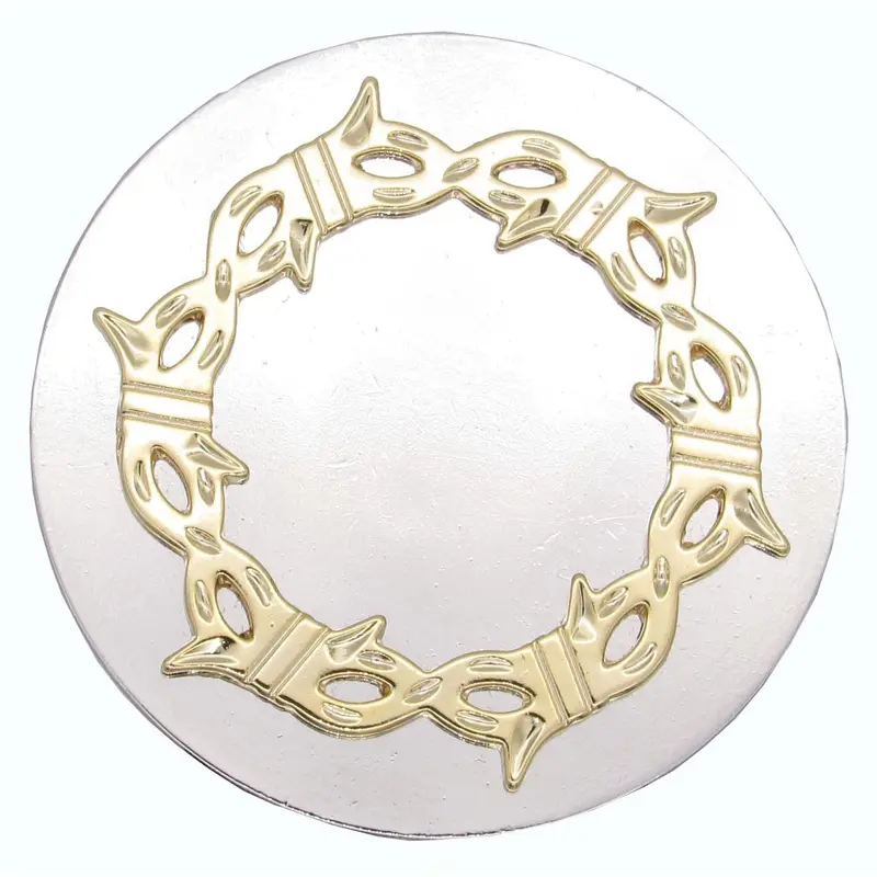 Round Knob with Barbed Wire, Nickel/Gold