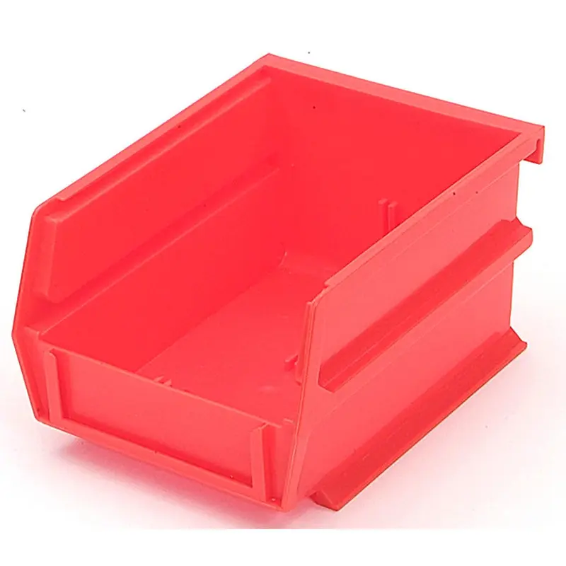 5-3/8" L x 4-1/8" W x 3" H Red Stacking, Hanging, Interlocking Polypropylene Bins, 6 CT