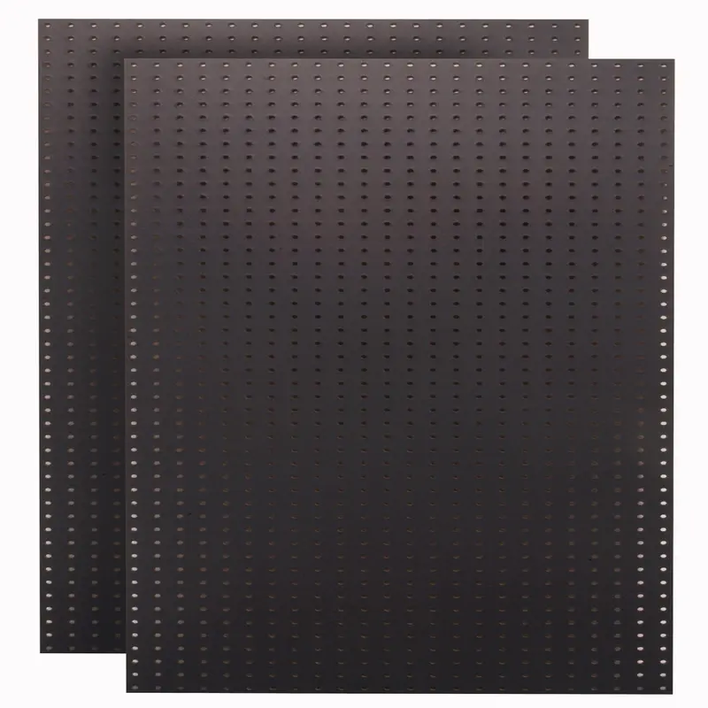 (2) 24 In. W x 48 In. H x 1/4 In. D Custom Painted Jet Black Heavy Duty Tempered Round Hole Pegboards