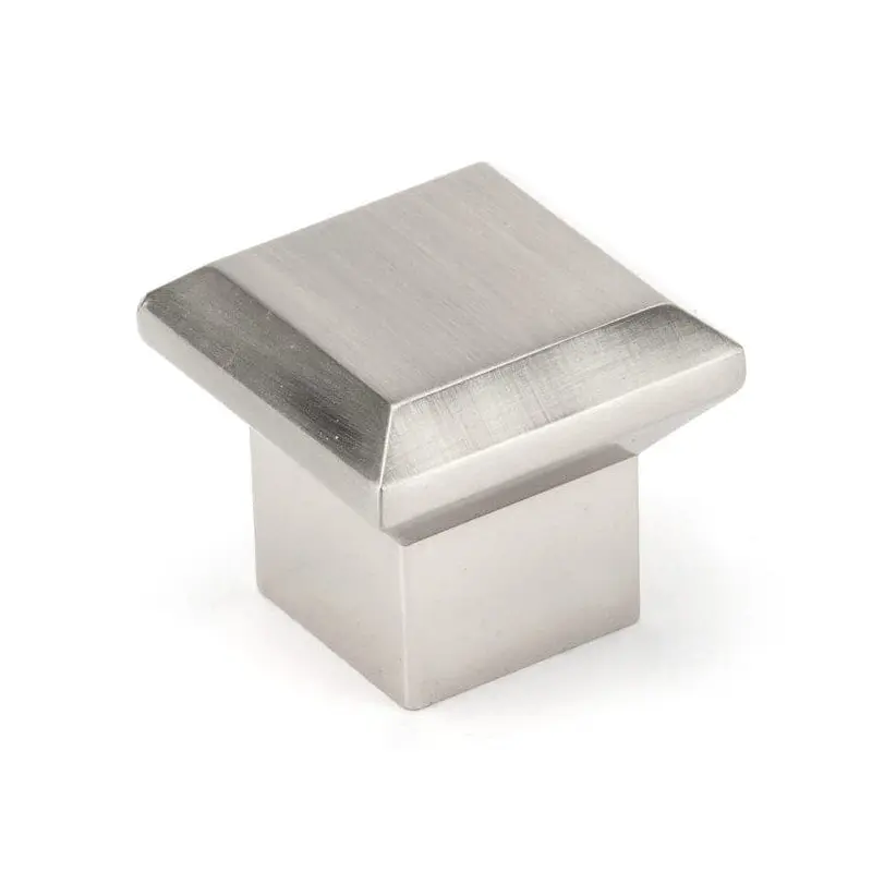 Transitional Knob Square - 1-11/32" x 1-11/32" - Brushed Nickel