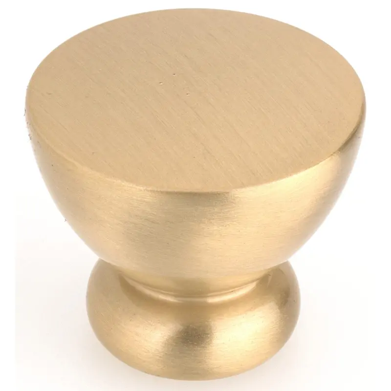 Contemporary Knob - 1-1/4" D - Brushed Gold
