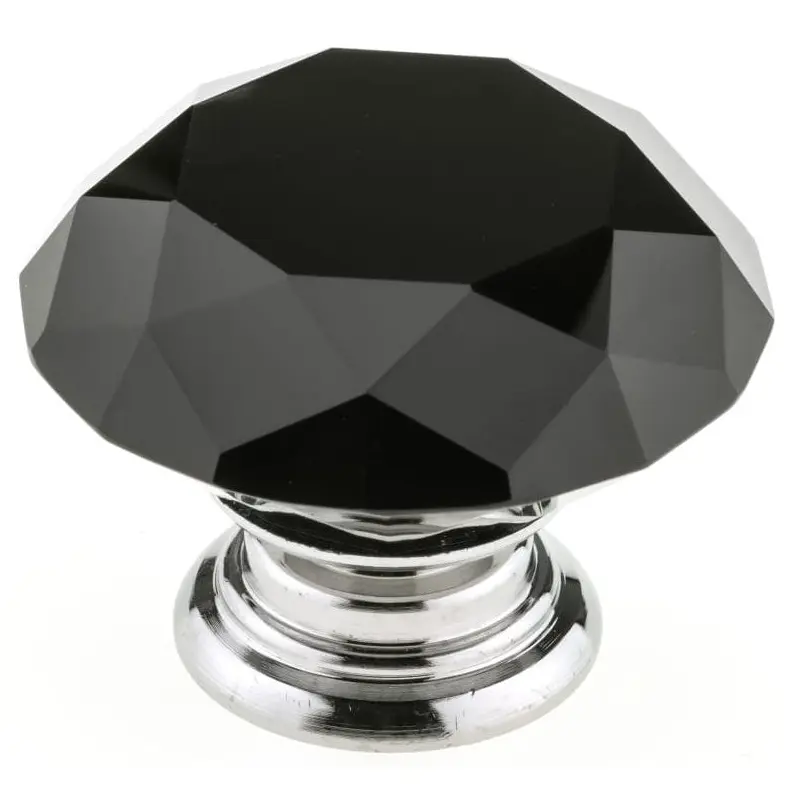Contemporary Knob, 2" D, Chrome, Black