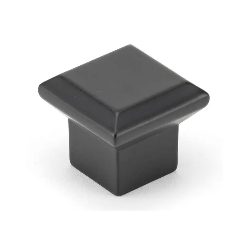Transitional Square Knob - 1-11/32" x 1-11/32" - Matte Black