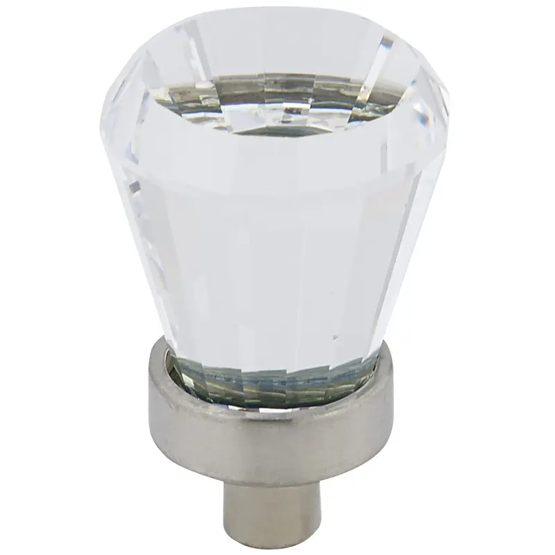 Traditional Swarovski Crystal Knob - 3/4" D - Brushed Nickel