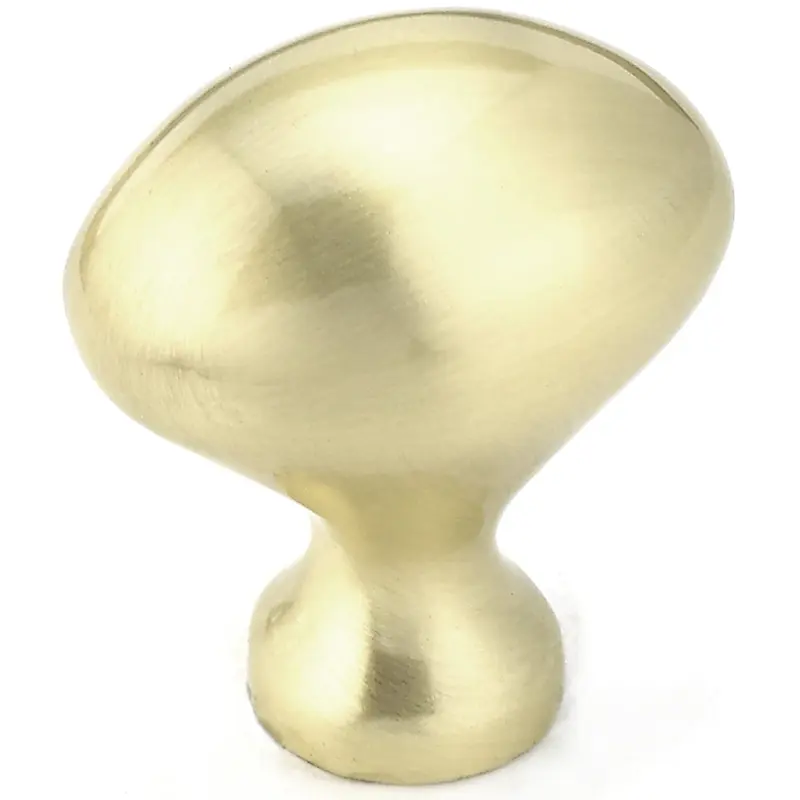 Traditional Oval Knob - 1-3/16" x 25/32" - Satin Brass