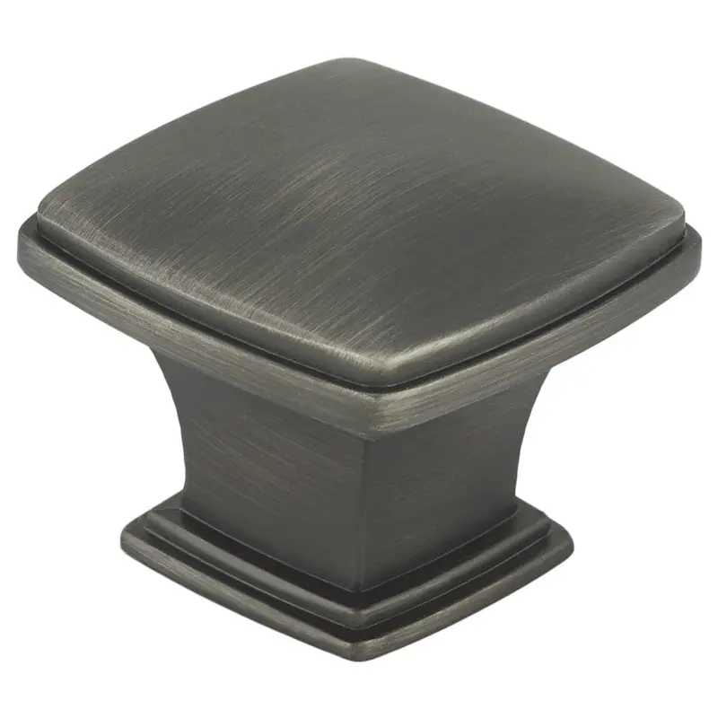 Transitional Square Knob - 1-11/16" x 1-11/16" - Antique Nickel