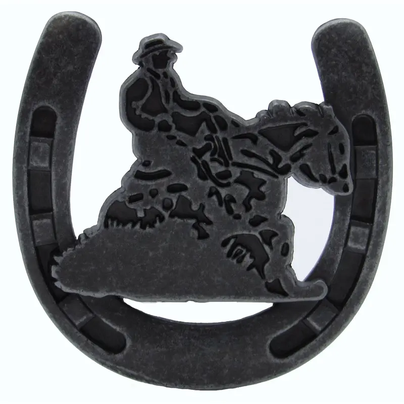 Riding Cowboy Horseshoe Knob, Pewter Oxide