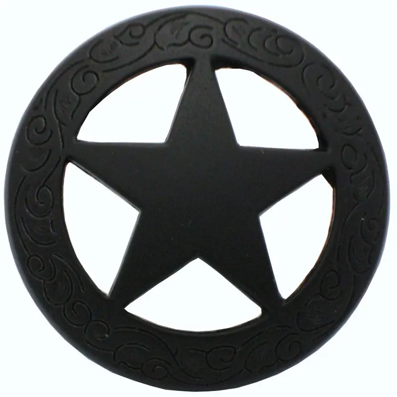 Star Knob with Engraved Edge, Matte Black