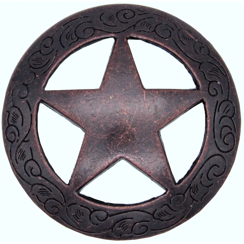 Star Knob with Engraved Edge, Rust Copper