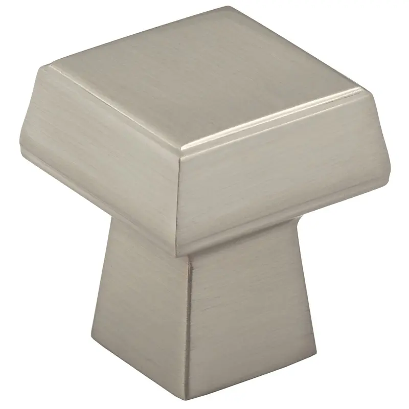 Contemporary Knob, 1-1/32" x 1-1/32", Brushed Nickel