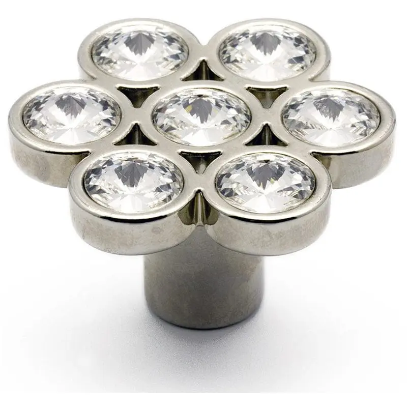 Contemporary Knob, 1-7/8" x 1-23/32", Clear, Chrome