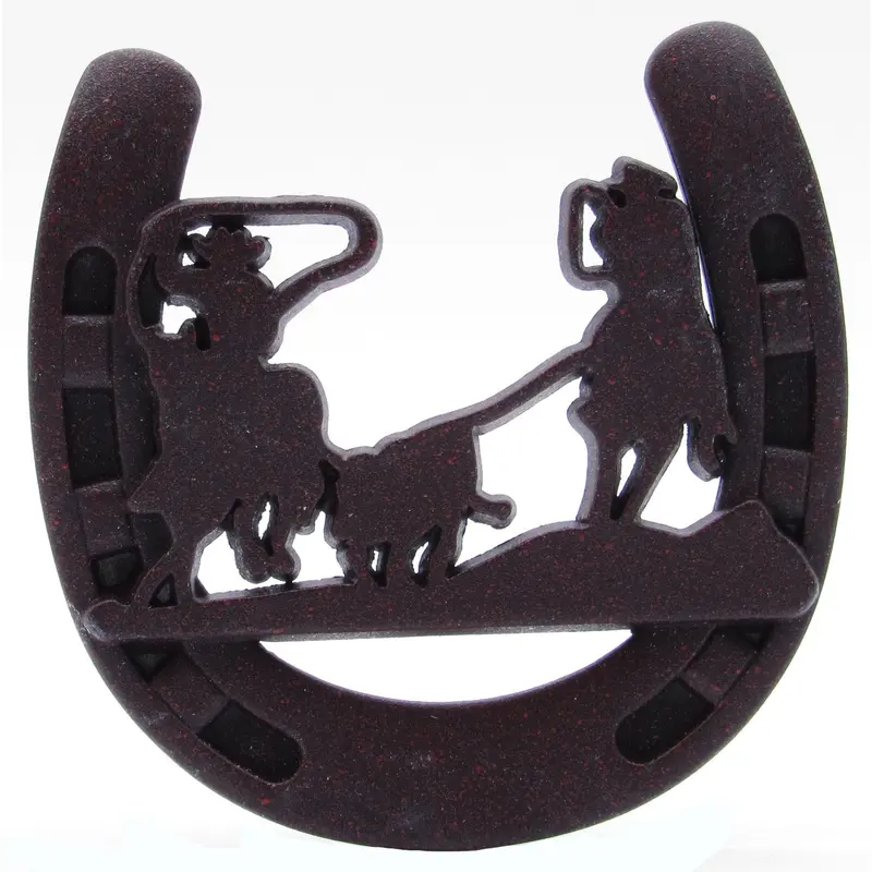 Cowboys Roping Calf Horseshoe Knob, Rust Brown