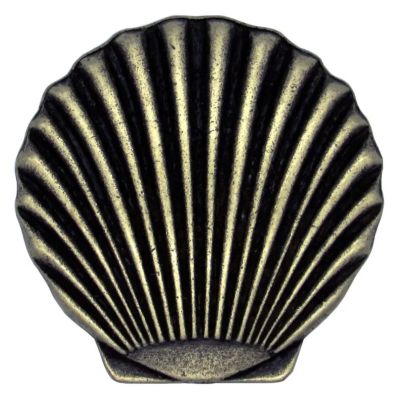 Scallop Seashell Knob, Brass Oxide