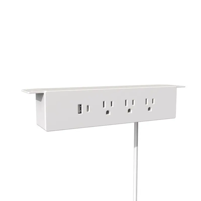 120 V Hanging Power Bar and USB Charging Station, White