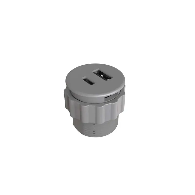5V Rounded Recessed USB Charger Gray