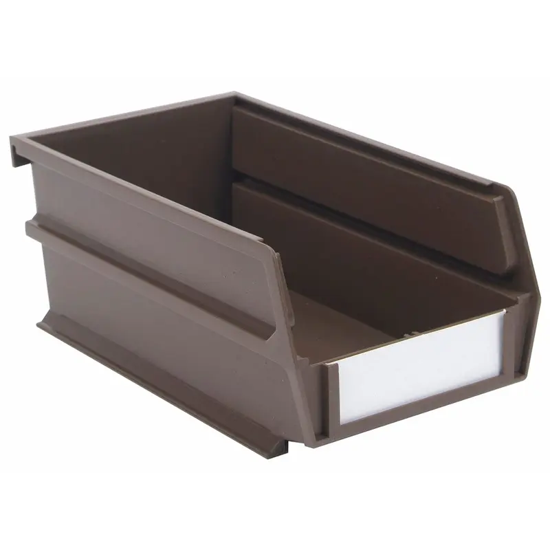 7-3/8" L x 4-1/8" W x 3" H Brown Stacking, Hanging, Interlocking Polypropylene Bins, 10 CT