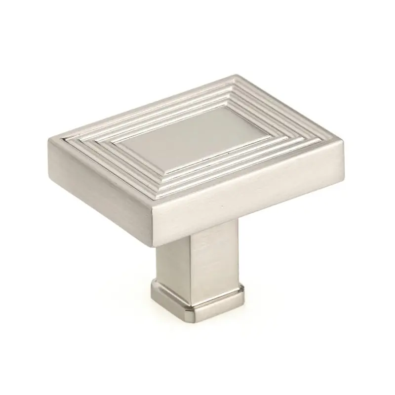 Transitional Square Knob - 1-3/4" x 1-3/8" - Brushed Nickel