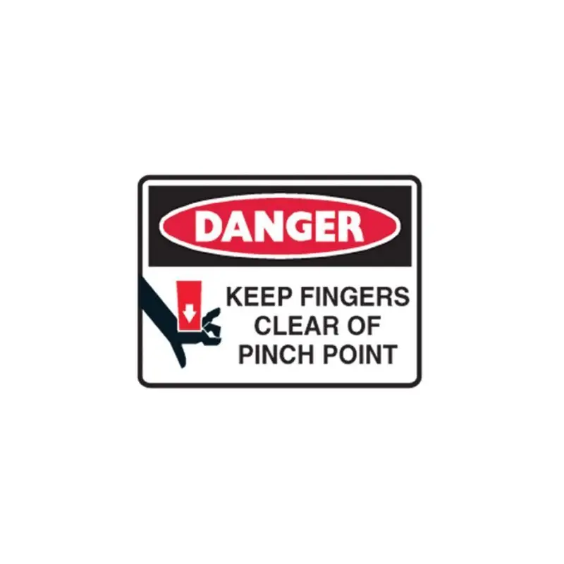 Brady Danger Keep Fingers Clear Of Pinch Point, 90 x 125mm Self Adhesive Vinyl - 5/Pack