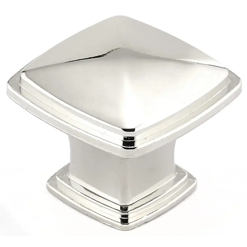 Transitional Knob, 1-7/32" x 1-7/32", Polished Nickel