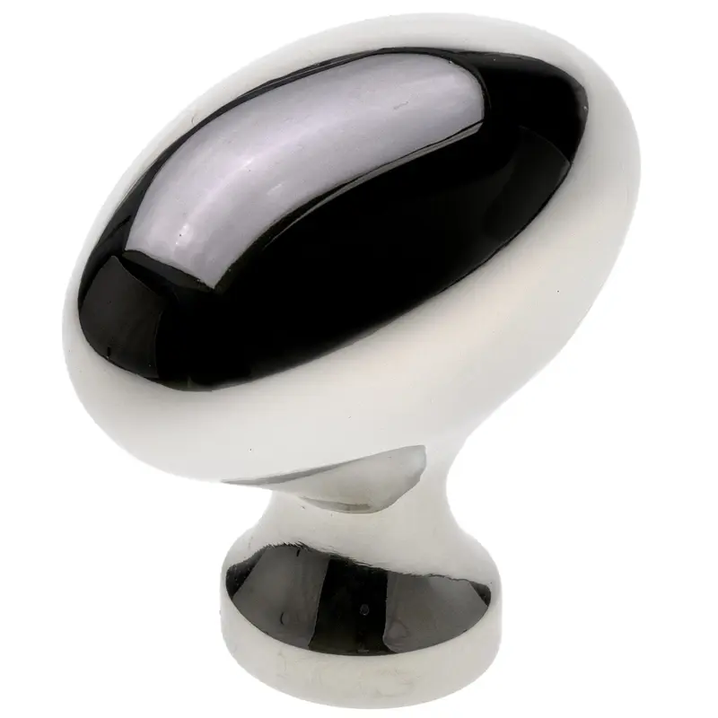 Traditional Oval Knob - 1-31/32" x 1-3/32" - Polished Nickel