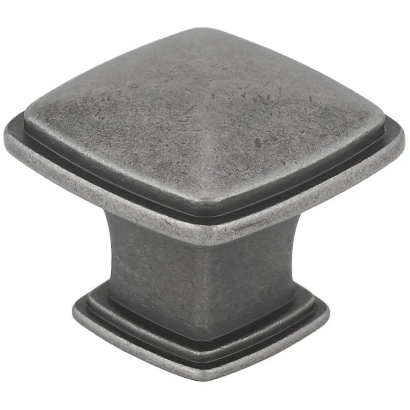 Transitional Knob, 1-7/32" x 1-7/32", Pewter