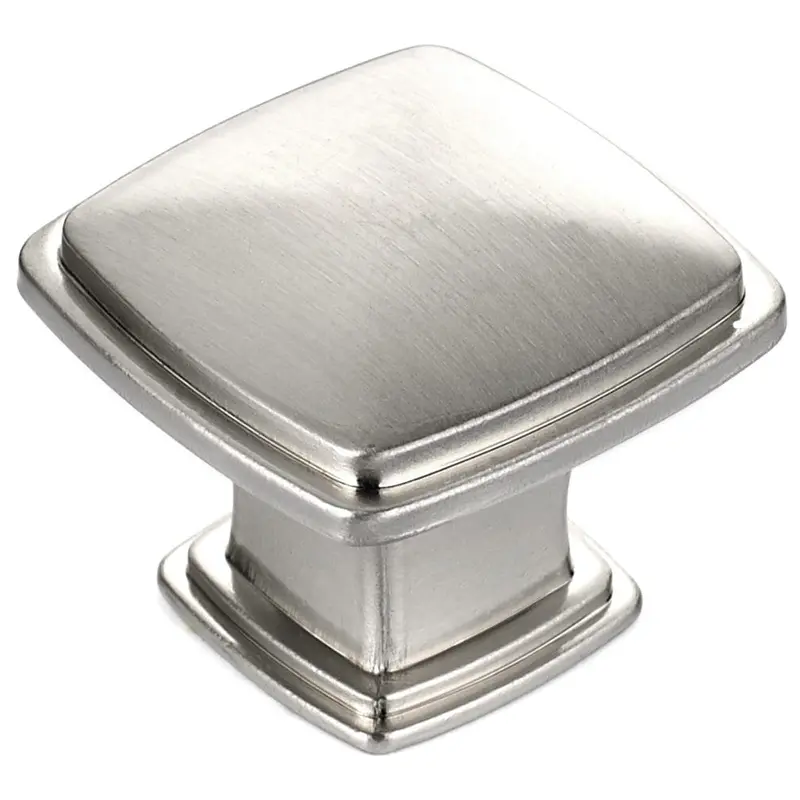 Transitional Knob, 1-7/32" x 1-7/32", Brushed Nickel
