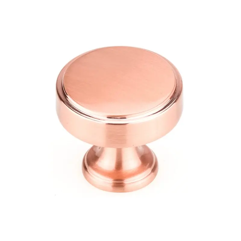 Transitional Step Faced Round Knob with Flared Stepped Base - 1-9/16" Diameter - Rose Gold