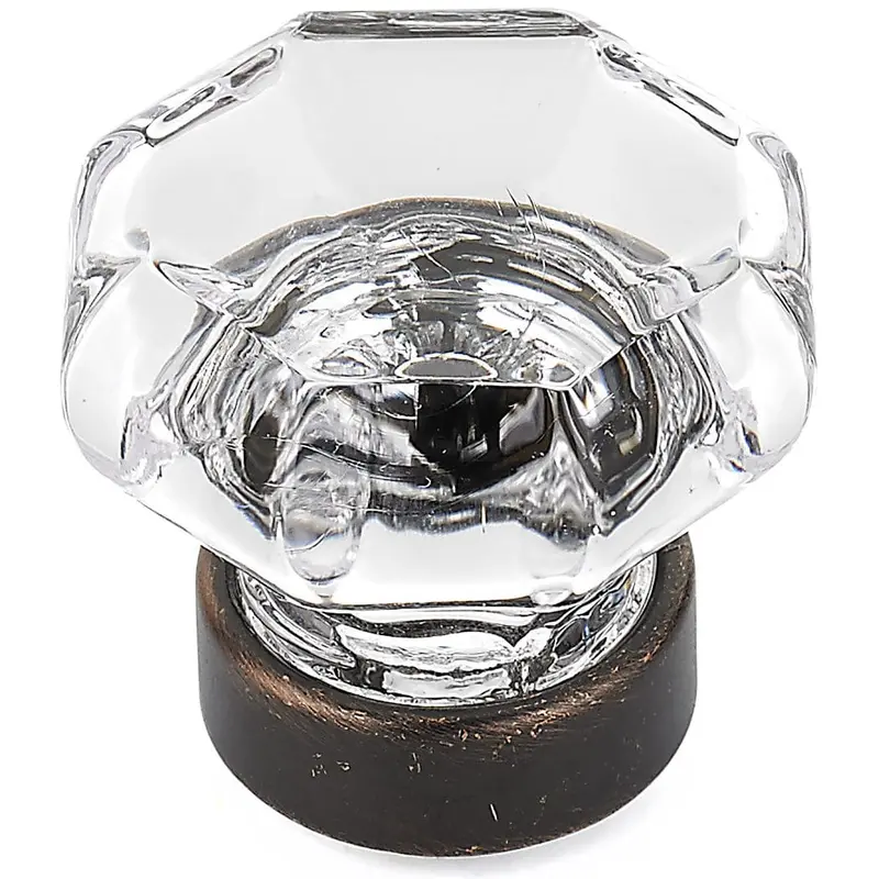 Eclectic Knob - 1-5/16" D - Clear Glass - Brushed Oil-Rubbed Bronze
