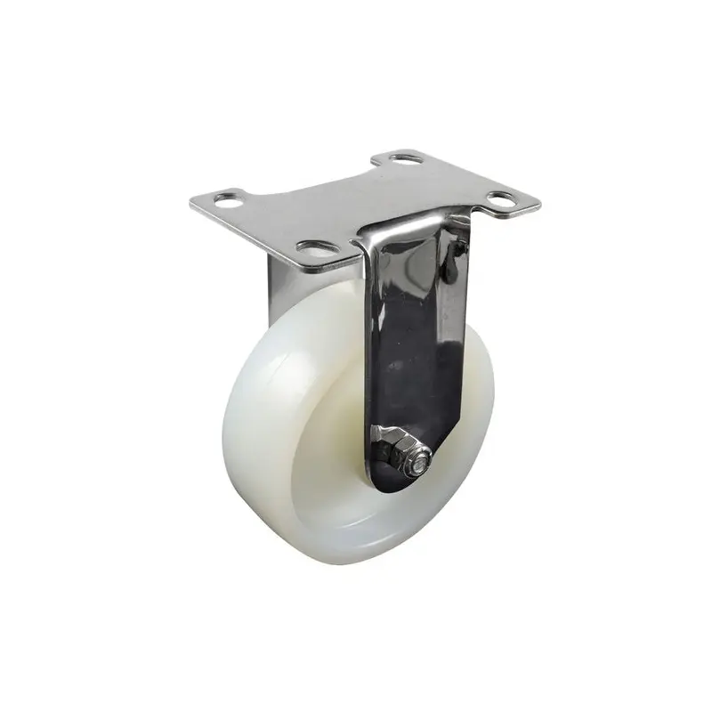Stainless Fixed Plate Castor - Nylon Wheel, White G7 Series