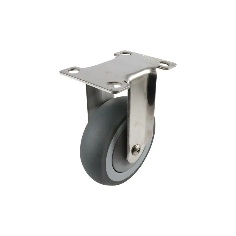 Stainless Fixed Plate Castor - Rubber Wheel, Grey G7 Series