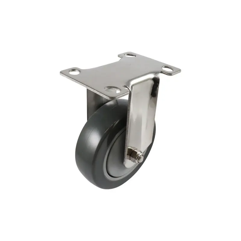 Stainless Fixed Plate Castor - Urethane Wheel, Grey G7 Series