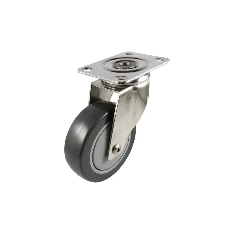 Stainless Swivel Plate Castor - Urethane Wheel, Grey G7 Series