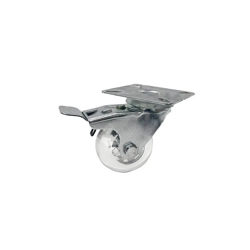 Swivel Plate Castor with Brake - Polycarbonate Wheel Transparent