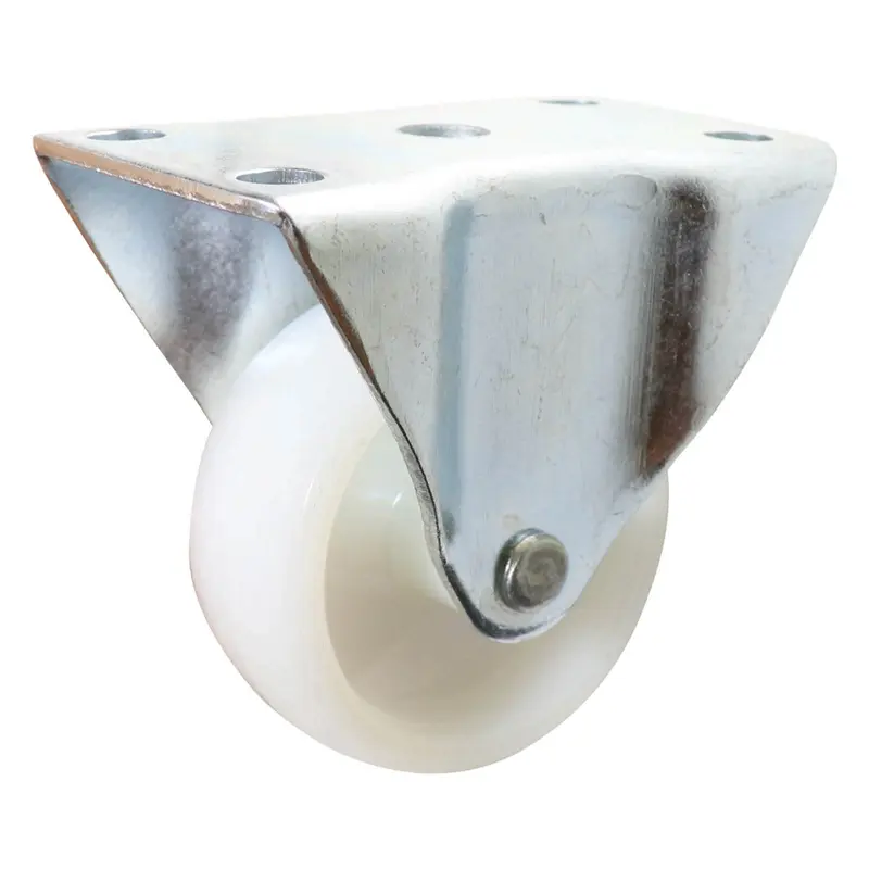Zinc-Plated Fixed Plate Castor - Nylon Wheel, White I1 Series