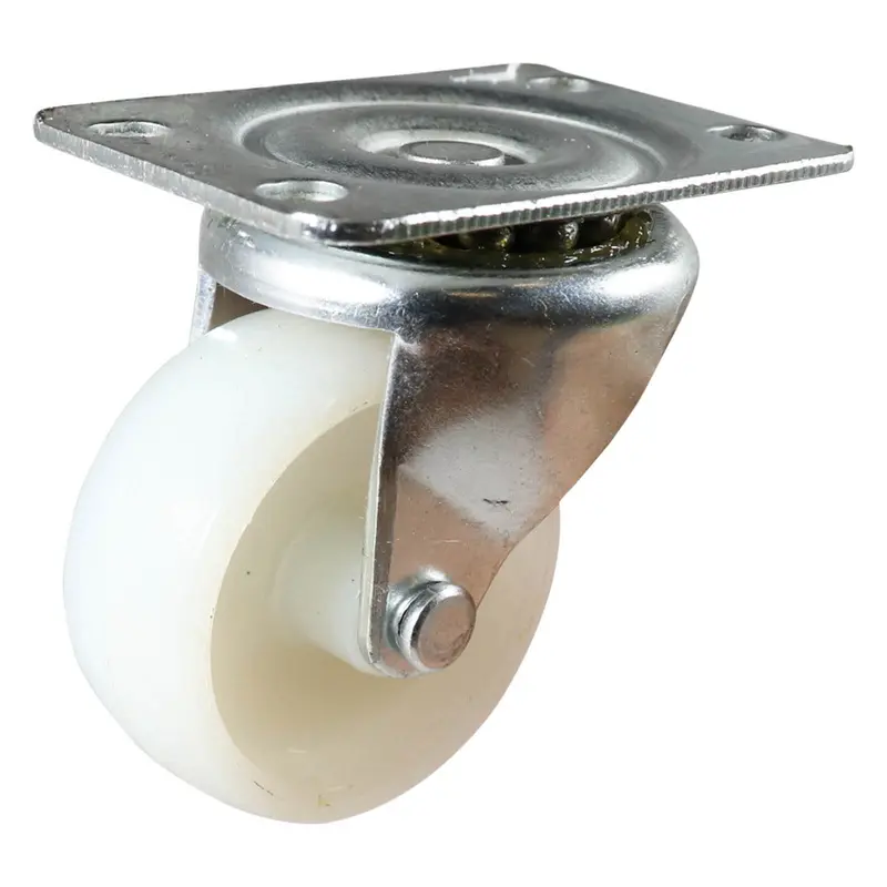 Zinc-Plated Swivel Plate Castor - Nylon Wheel, White I1 Series