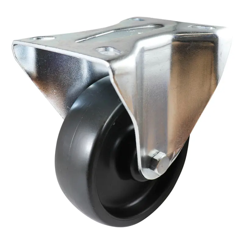 Fixed Plate Castor with Brake - Nylon Wheel, Black I4 Series