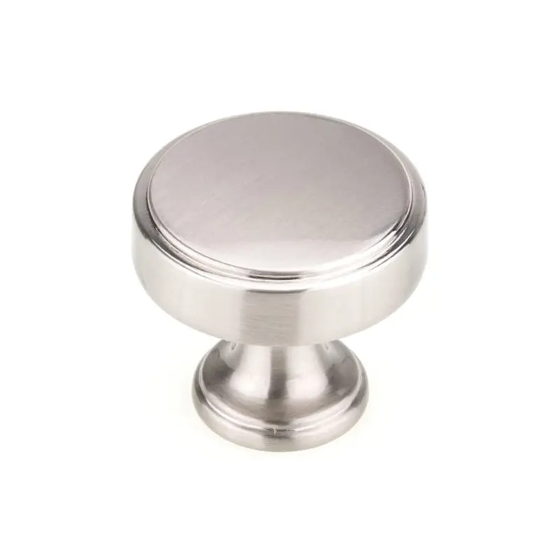 Transitional Step Faced Round Knob with Flared Stepped Base - 1-9/16" Diameter - Brushed Nickel