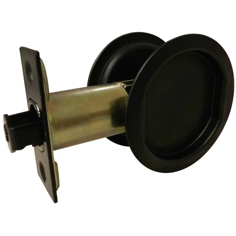 2-7/16" (62 mm) Pocket Door Pull Round Flat Black Passage