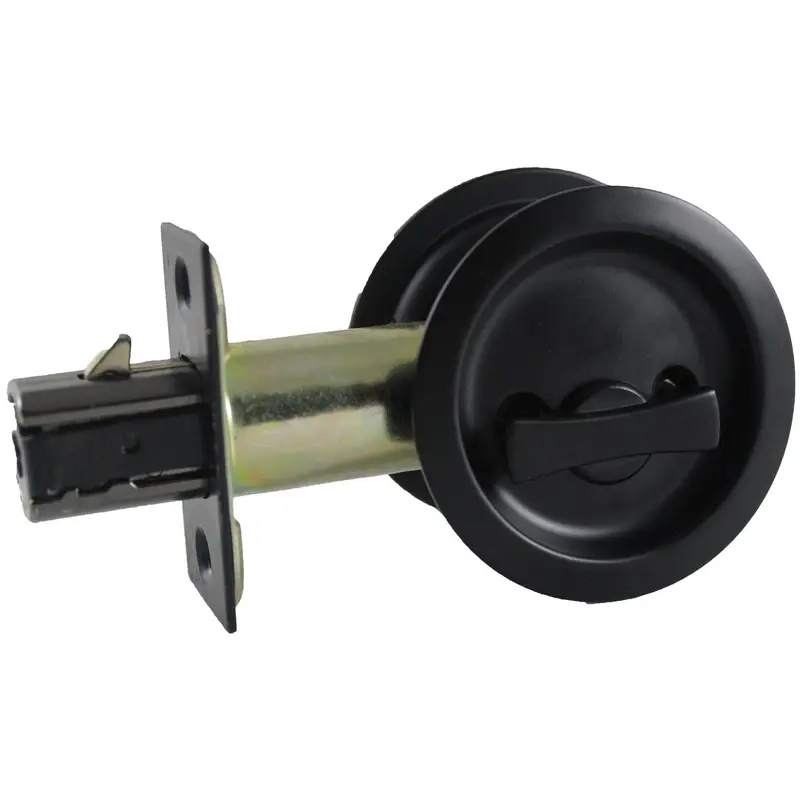 2-7/16" (62 mm) Pocket Door Pull Round Flat Black Privacy