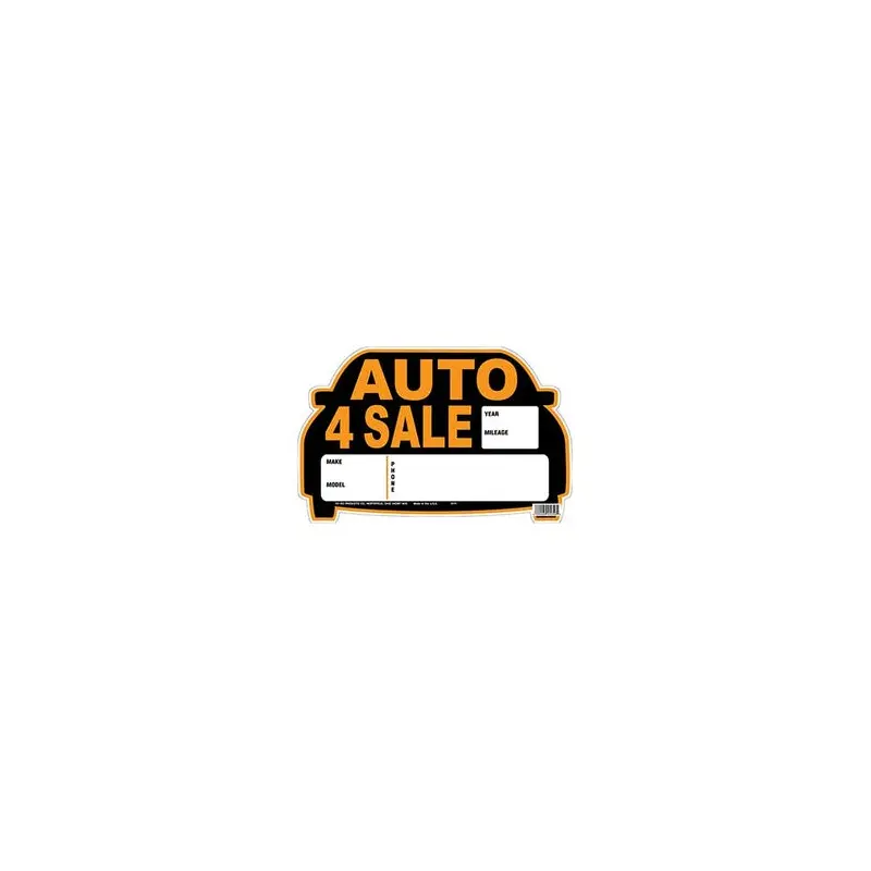 "Auto for Sale" Sign, Orange & Black, Polystyrene, 9 x 14-In.