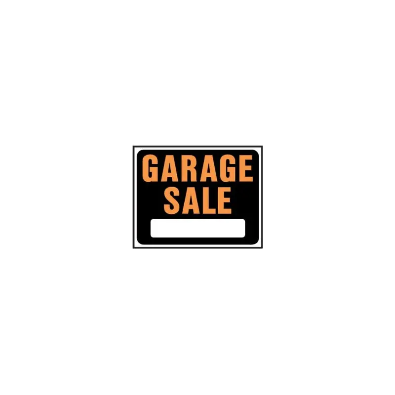 "Garage Sale" Sign, Hy-Glo Orange/ Black Plastic,  15 x 19-In.
