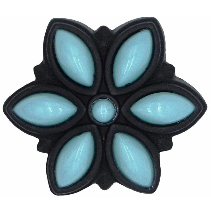 Turquoise Flower Knob Black Oxide