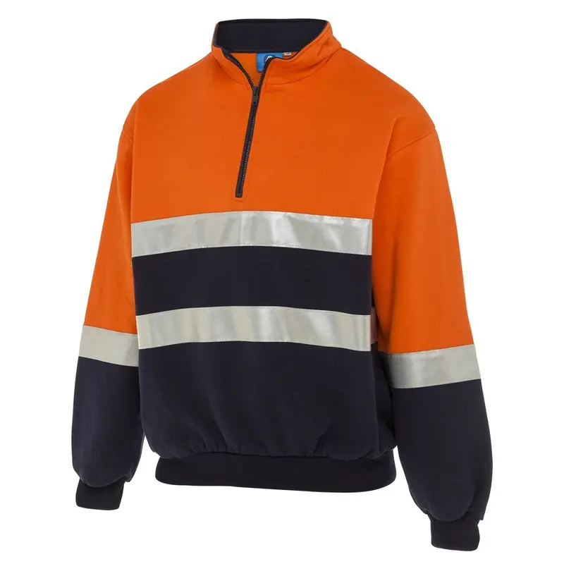 WS Workwear Hi-Vis Fleece Jumper w/ Reflective Tape Orange/Navy