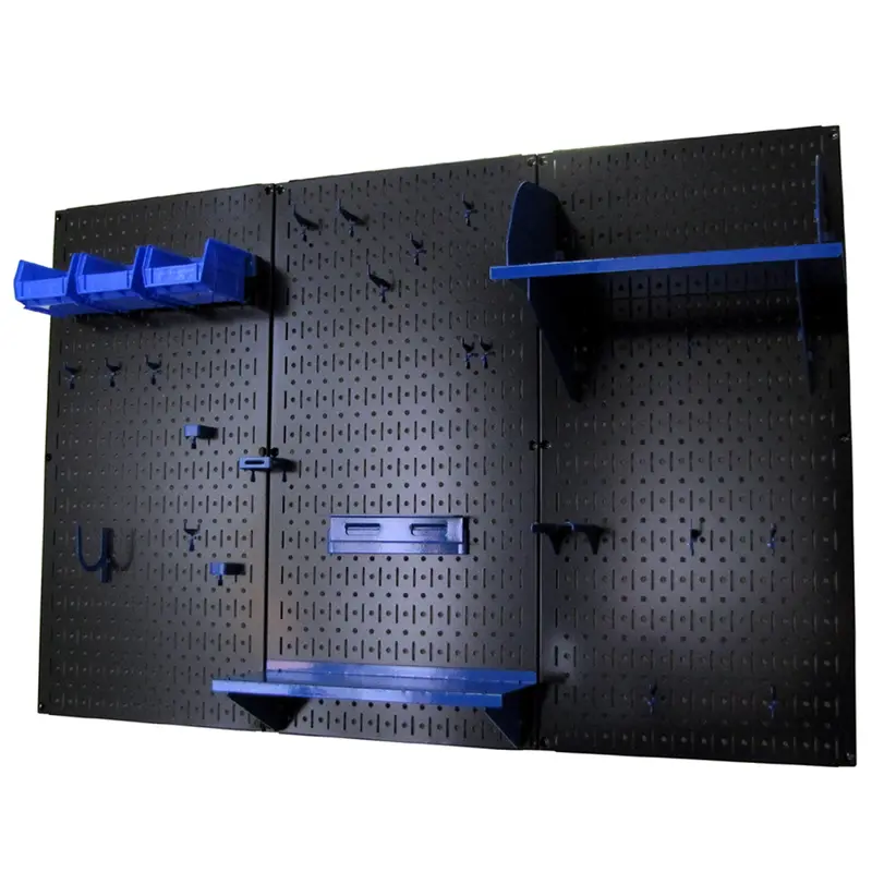 4' Metal Pegboard Standard Tool Storage Kit - Black Toolboard & Blue Accessories