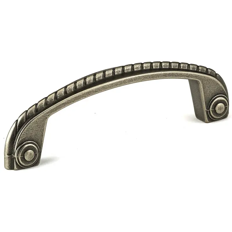 Traditional Pull with Decorative Rope Twists - 3-3/4" Center-to-Center - 4-17/32" OL - Pewter