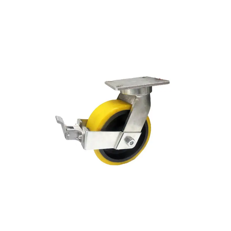 EasyRoll Castor Urethane/Cast Iron Swivel Plate Wheel