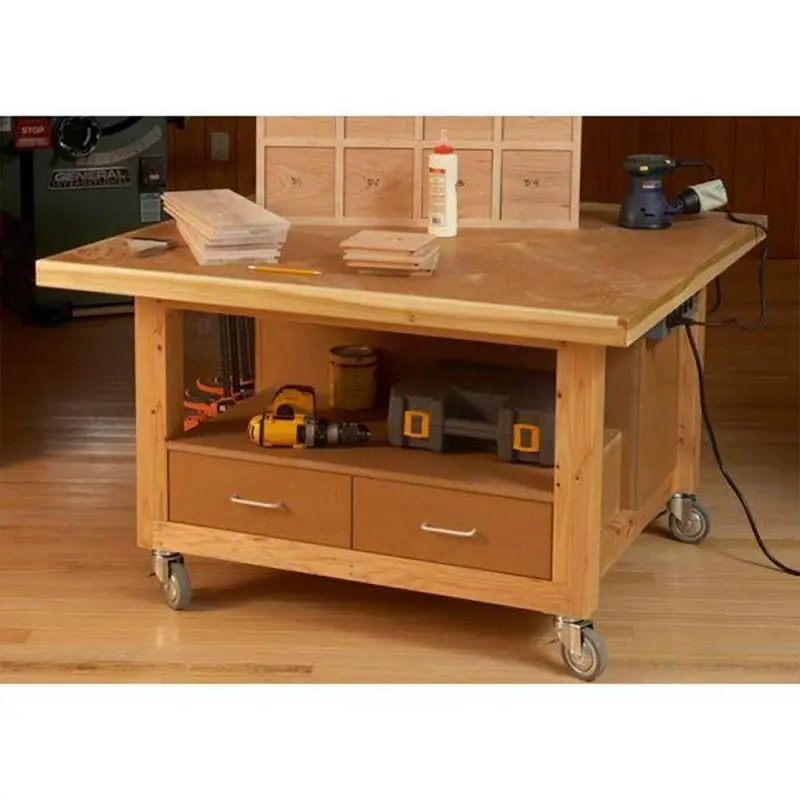 Downloadable Woodworking Project Plan to Build Reliably Rugged Assembly Table